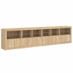 Berkfield Home Sideboard with LED Lights Sonoma Oak 283x37x67 cm in Light Brown - Size: 283 x 37 x 67 cm - thumbnail 6