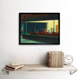 "Wee Blue Coo Edward Hopper Nighthawks Iconic Painting 12x16"" Framed Wall Art Print - Size: W12"" x H16""" - thumbnail 2