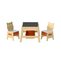 CASART Kids Table &2 Chairs Set Wooden Activity Table w/Double-sized Tabletop - Size: 0.6m2 - thumbnail 4