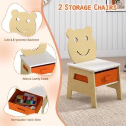 CASART Kids Table &2 Chairs Set Wooden Activity Table w/Double-sized Tabletop - Size: 0.6m2 - thumbnail 7
