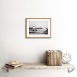 "Artery8 Wall Art Print Lignano Lighthouse Italy BW Framed in Beige - Size: W7"" x H9""" - thumbnail 2