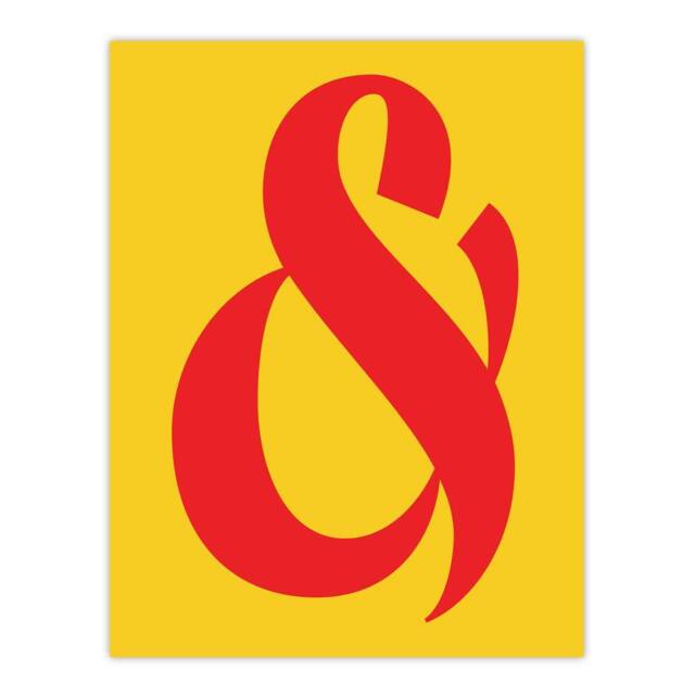 "Artery8 And Ampersand Symbol Yellow Red Vibrant Design Wall Art Print - Size: W12"" x H16""" - image 1