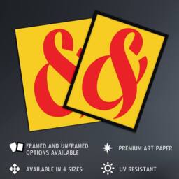 "Artery8 And Ampersand Symbol Yellow Red Vibrant Design Wall Art Print - Size: W12"" x H16""" - thumbnail 2