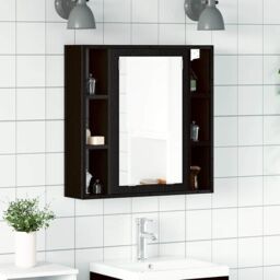 Berkfield Home Bathroom Mirror Cabinet Black Oak 60x16x60 cm Engineered Wood - Size: 60 x 16 x 60 cm
