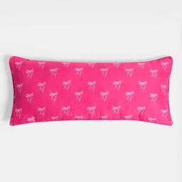 OHS Kids Bows Print Bolster Pillow Soft Back Support Filled Cushion in Bright Pink - thumbnail 3
