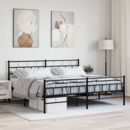 Berkfield Home Metal Bed Frame with Headboard & Footboard Black 200x200 cm - thumbnail 2