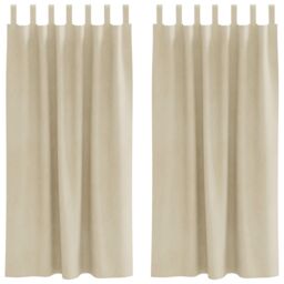 Berkfield Home Blackout Curtains with Hanging Loops 2 pcs Cream Velvet - thumbnail 2