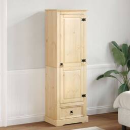 Berkfield Home Wardrobe Corona 55x38x170 cm Solid Wood Pine in Light Tan - Size: 55 x 38 x 170 cm - thumbnail 3