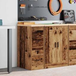 Berkfield Home Durable Garage Storage Cabinet Old Wood 30x51x85 cm Solid Wood Pine in Brown - Size: 30 x 51 x 85 cm - thumbnail 2