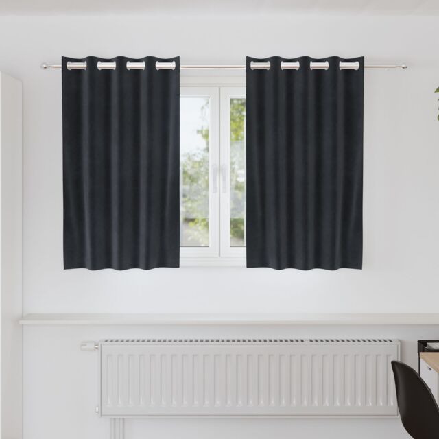 Berkfield Home Blackout Curtains with Eyelets 2 pcs Dark Grey Velvet - image 1