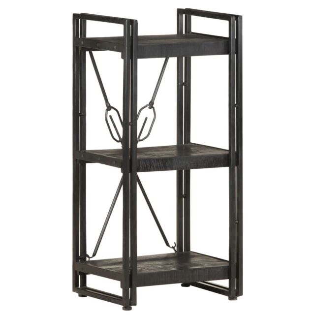 Berkfield Home 3-Tier Bookcase Black 40x30x80 cm Solid Mango Wood - Size: 40 x 30 x 80 cm - image 1