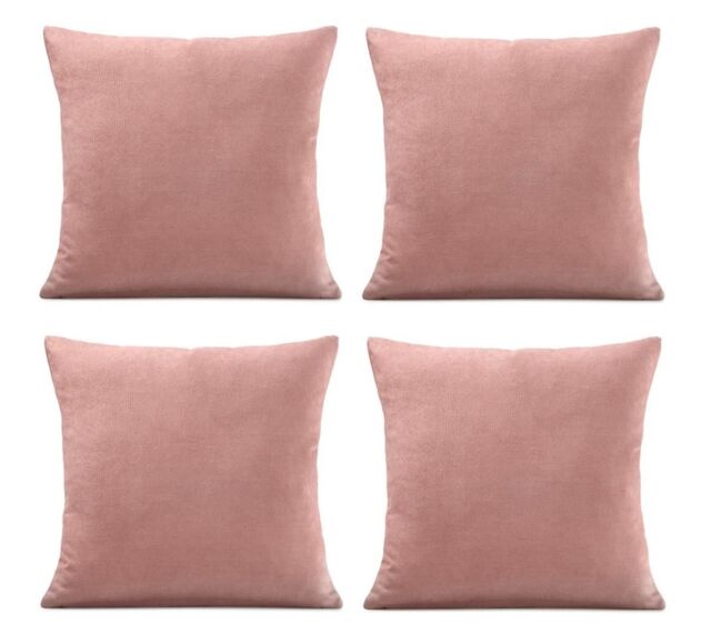 Luxury Living Set of 4 Velvet Chenille Cushions 45cm x 45cm with Removable Covers & Plush Pads - Soft, Stylish Home Décor - Size: 45 cm x 45 cm - image 1