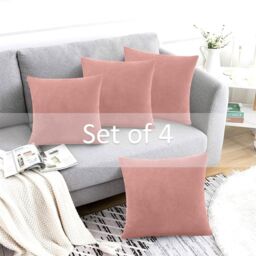Luxury Living Set of 4 Velvet Chenille Cushions 45cm x 45cm with Removable Covers & Plush Pads - Soft, Stylish Home Décor - Size: 45 cm x 45 cm - thumbnail 2