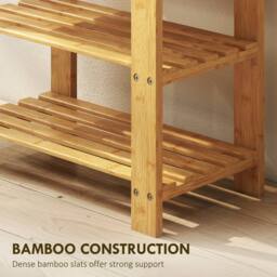 STILVORA Shoe Storage Bench with Two Shelves in Natural Bamboo - thumbnail 9