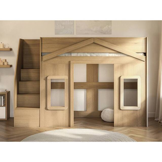 Flair Nixon Playhouse High Sleeper with Storage in Brown - Size: Single - image 1