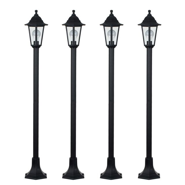 ValueLights Mayfair Set of 4 Traditional Lantern Black Outdoor Bollard Light - image 1