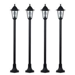 ValueLights Mayfair Set of 4 Traditional Lantern Black Outdoor Bollard Light - thumbnail 1