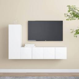 Berkfield Home 3 Piece TV Cabinet Set White Engineered Wood - thumbnail 2
