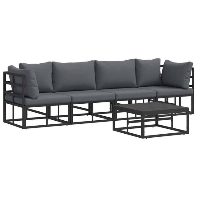 Berkfield Home Garden Sofa Set 5 pcs Black 70 x 70 x 32 cm Aluminium - image 1