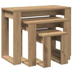 Berkfield Home Nest of Tables 3 pcs Artisan Oak Engineered Wood in Brown - thumbnail 7