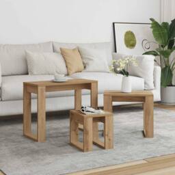 Berkfield Home Nest of Tables 3 pcs Artisan Oak Engineered Wood in Brown
