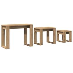 Berkfield Home Nest of Tables 3 pcs Artisan Oak Engineered Wood in Brown - thumbnail 3