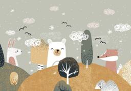 Superfresco Easy Scandi Animals Ochre Print To Order 3m x 2.8m Mural in Yellow - thumbnail 2