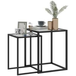 STILVORA Set of 2 Nesting Side Tables with Steel Frame Black - thumbnail 5