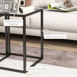 STILVORA Set of 2 Nesting Side Tables with Steel Frame Black - thumbnail 2