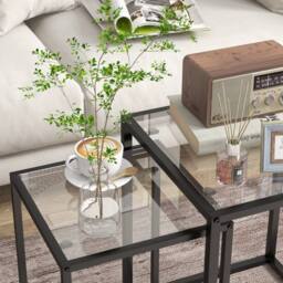 STILVORA Set of 2 Nesting Side Tables with Steel Frame Black - thumbnail 8