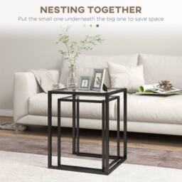 STILVORA Set of 2 Nesting Side Tables with Steel Frame Black - thumbnail 3