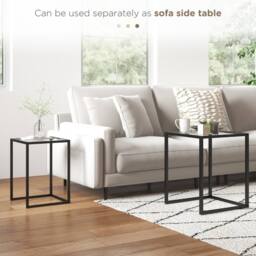 STILVORA Set of 2 Nesting Side Tables with Steel Frame Black - thumbnail 6