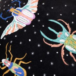 Wylder Tropics Darkling Beetles Embroidered Velvet Cushion in Black - Size: 50 cm x 50 cm - thumbnail 4