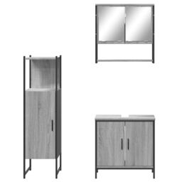 Berkfield Home 3 Piece Bathroom Furniture Set Grey Sonoma Engineered Wood - thumbnail 6