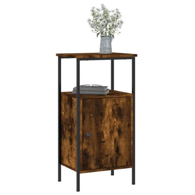 Berkfield Home Durable Bedside Cabinet Smoked Oak 41x31x80 cm Engineered Wood in Brown - Size: 41 x 31 x 80 cm - image 1