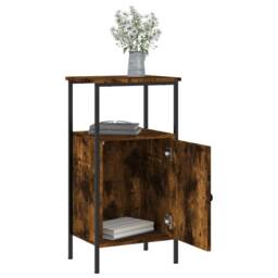 Berkfield Home Durable Bedside Cabinet Smoked Oak 41x31x80 cm Engineered Wood in Brown - Size: 41 x 31 x 80 cm - thumbnail 4