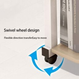 Living and Home 3-tier Height Adjustable Mobile Table Overbed Desk with Wheels in Beige - thumbnail 4