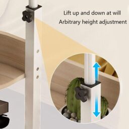Living and Home 3-tier Height Adjustable Mobile Table Overbed Desk with Wheels in Beige - thumbnail 3