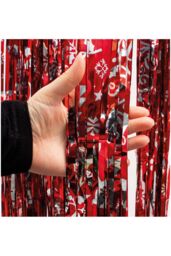 Netagon Shimmer Tinsel Curtain Reindeer Christmas Tree Design 2.5M x 1M Red - thumbnail 5