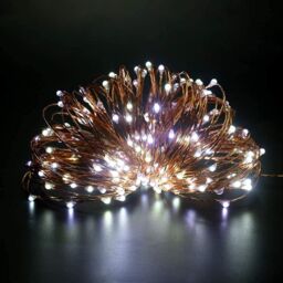 Shatchi 20 LEDs Gold Wire With Cool White LEDs Copper Wire Indoor Battery Operated StringLights