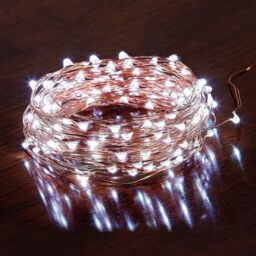Shatchi 20 LEDs Gold Wire With Cool White LEDs Copper Wire Indoor Battery Operated StringLights - thumbnail 2