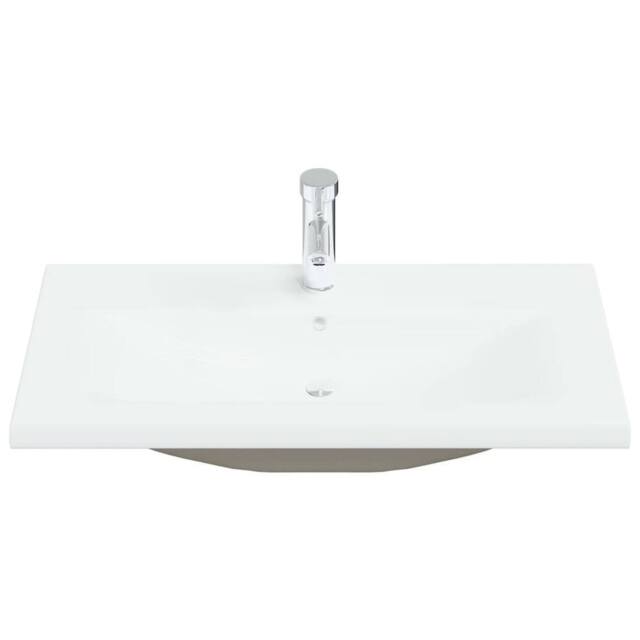 Berkfield Home Elegant Built-in Basin with Faucet 81x39x18 cm Ceramic White - Size: 81 x 39 x 18 cm - image 1