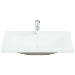 Berkfield Home Elegant Built-in Basin with Faucet 81x39x18 cm Ceramic White - Size: 81 x 39 x 18 cm