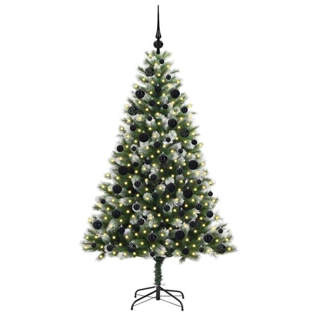 Berkfield Home Lush Artificial Hinged Christmas Tree with Flocked Snow 180 cm in Green - image 1