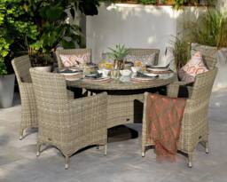 Royalcraft WENTWORTH 6 Seater Round Carver Dining Set in Beige
