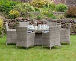 Royalcraft WENTWORTH 6 Seater Round Carver Dining Set in Beige - thumbnail 2