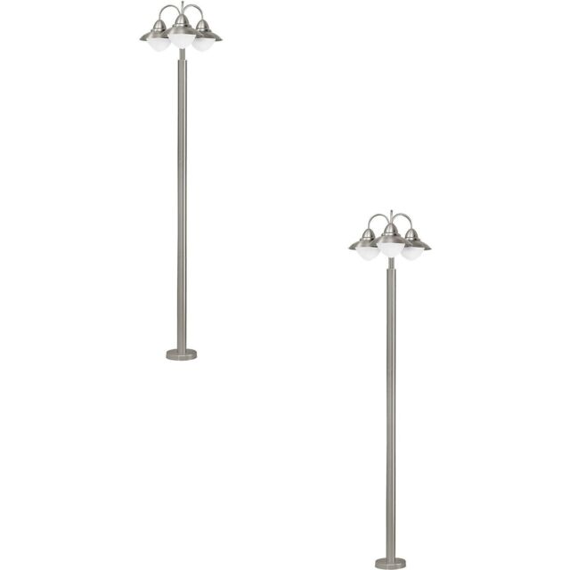 Loops 2 PACK IP44 Outdoor Bollard Light Stainless Steel 60W E27 Driveway Lamp Post in Metallics - image 1