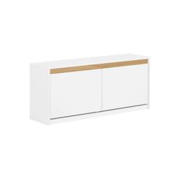 SoBuy Entrance Storage Bench - Lift-Up Lid & Sliding Doors in White - thumbnail 2