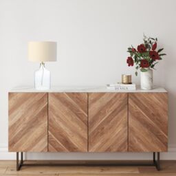 Happy Homewares Contemporary Elegant Table Lamp with Clear Glass Base & Oatmeal Linen Shade - thumbnail 6