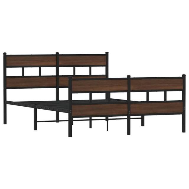 Berkfield Home Metal Bed Frame without Mattress Brown Oak 160x200 cm - image 1
